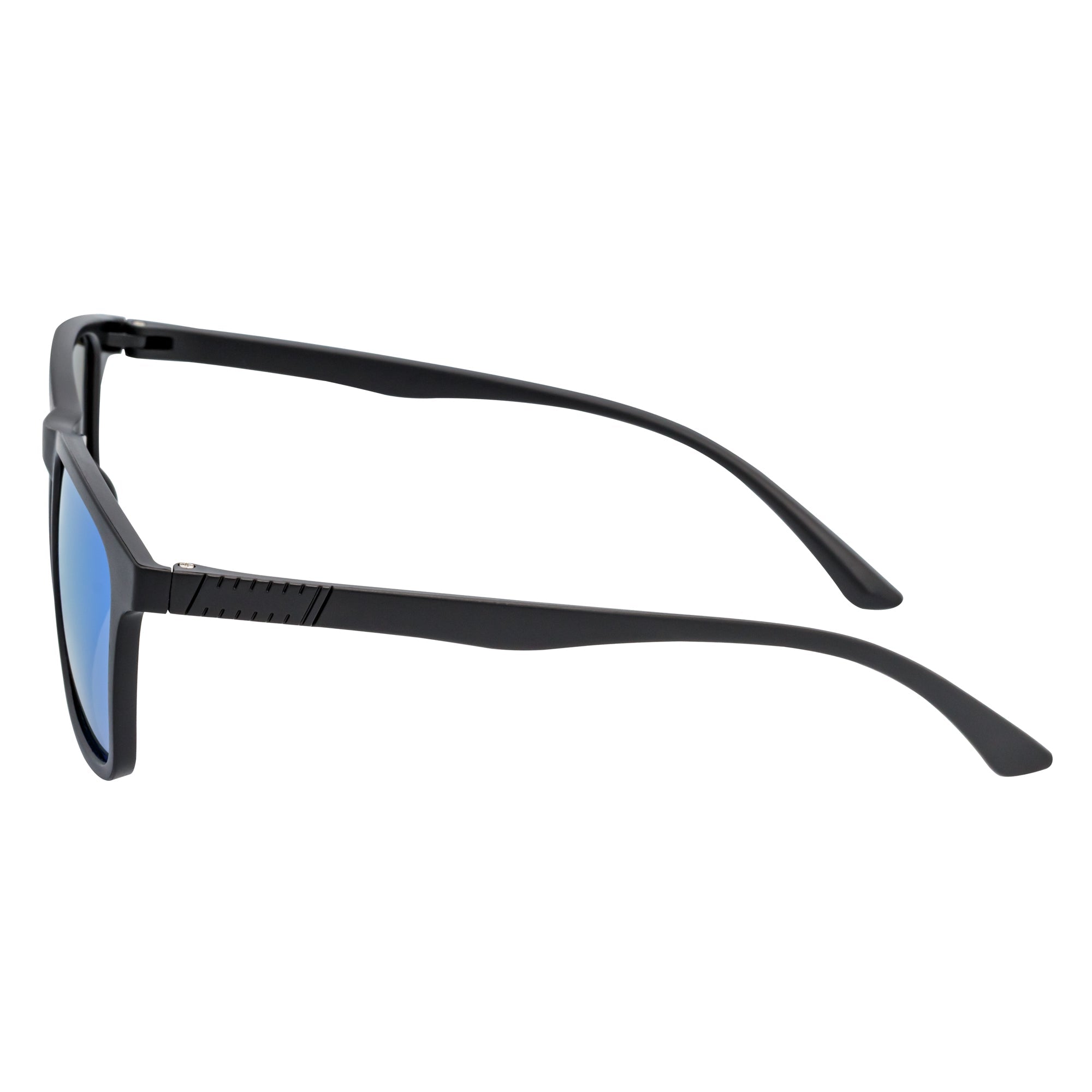 COMMUTER - Polarized Horn Rimmed Matte Black Sunglasses Blue Mirror