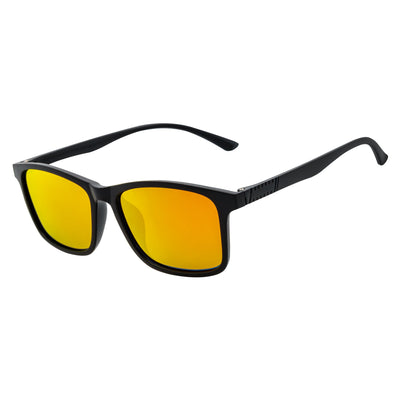 COMMUTER - Polarized Horn Rimmed Matte Black Sunglasses Orange Mirror