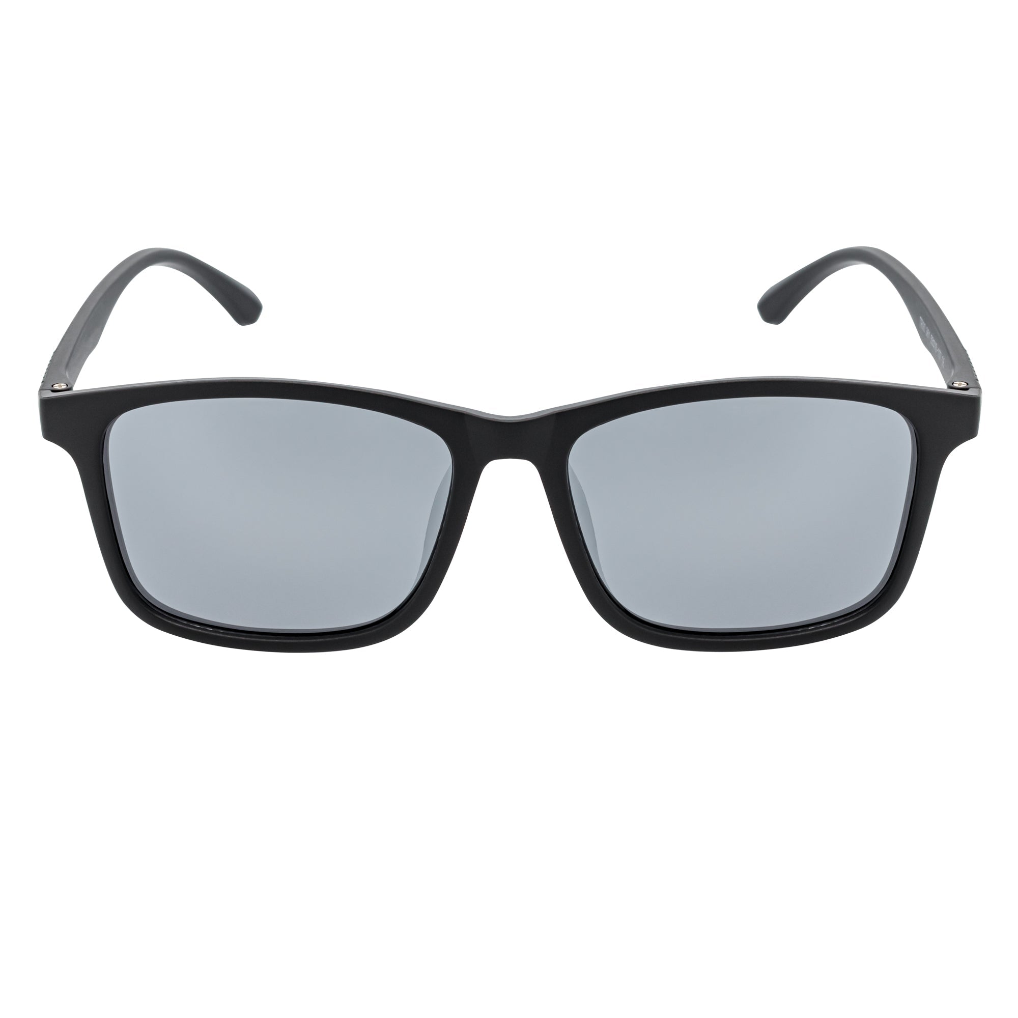 COMMUTER - Polarized Horn Rimmed Matte Black Sunglasses Silver Mirror