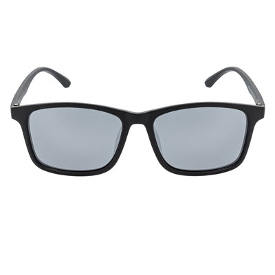 COMMUTER - Polarized Horn Rimmed Matte Black Sunglasses Silver Mirror