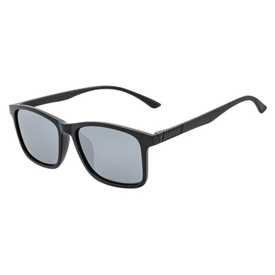 COMMUTER - Polarized Horn Rimmed Matte Black Sunglasses Silver Mirror