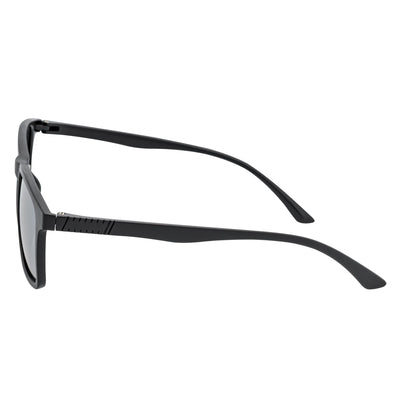 COMMUTER - Polarized Horn Rimmed Matte Black Sunglasses Silver Mirror