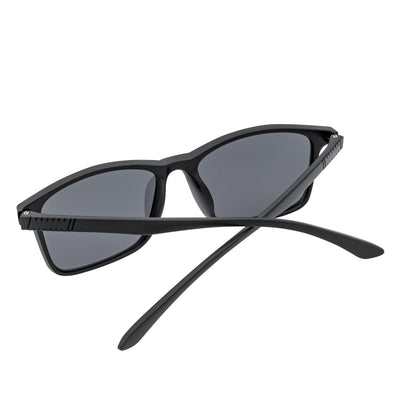 COMMUTER - Polarized Horn Rimmed Matte Black Sunglasses Silver Mirror