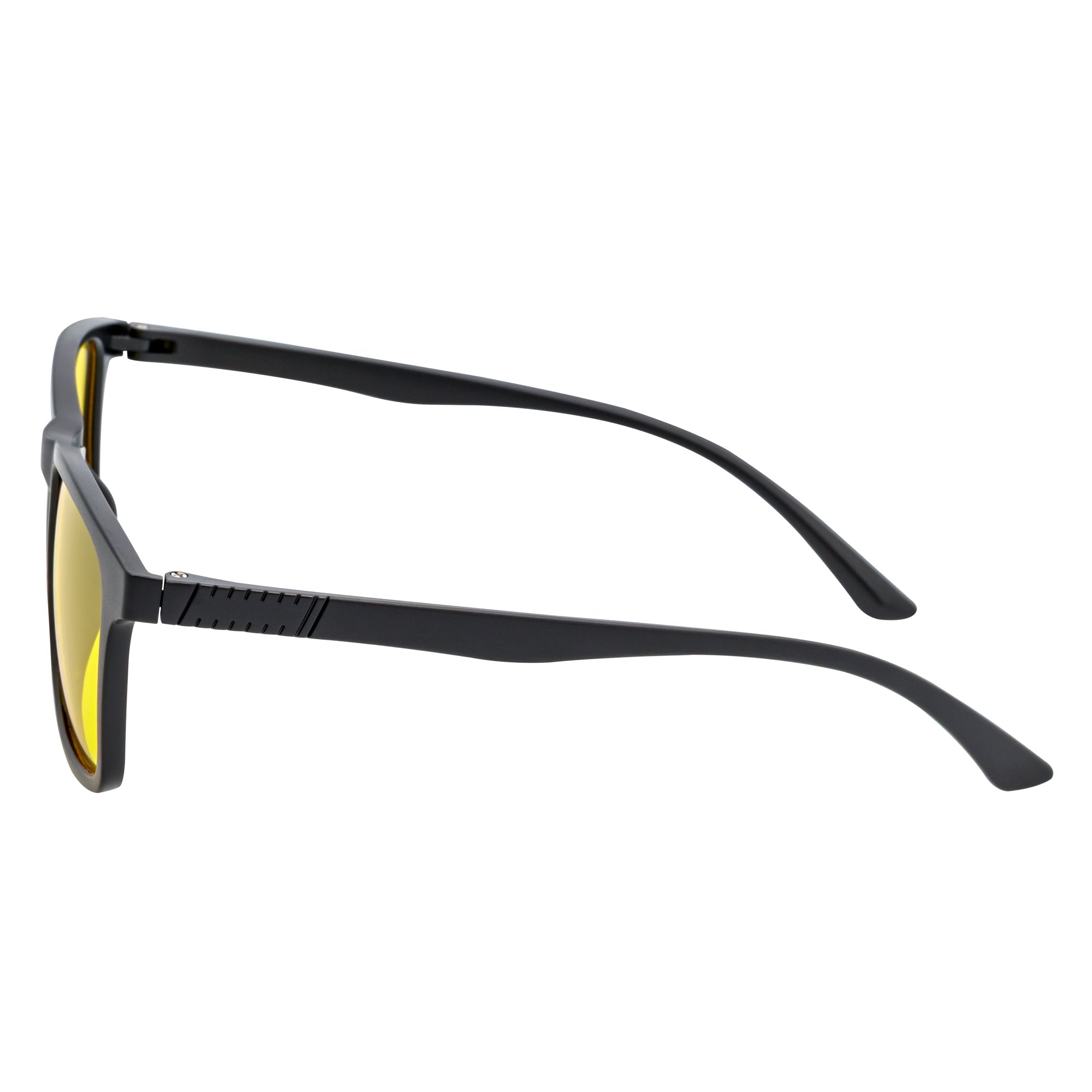COMMUTER - Polarized Horn Rimmed Matte Black Sunglasses Yellow Lens