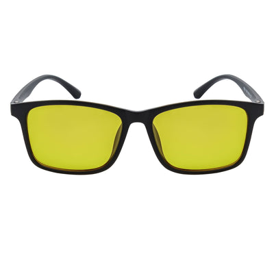 COMMUTER - Polarized Horn Rimmed Matte Black Sunglasses Yellow Lens