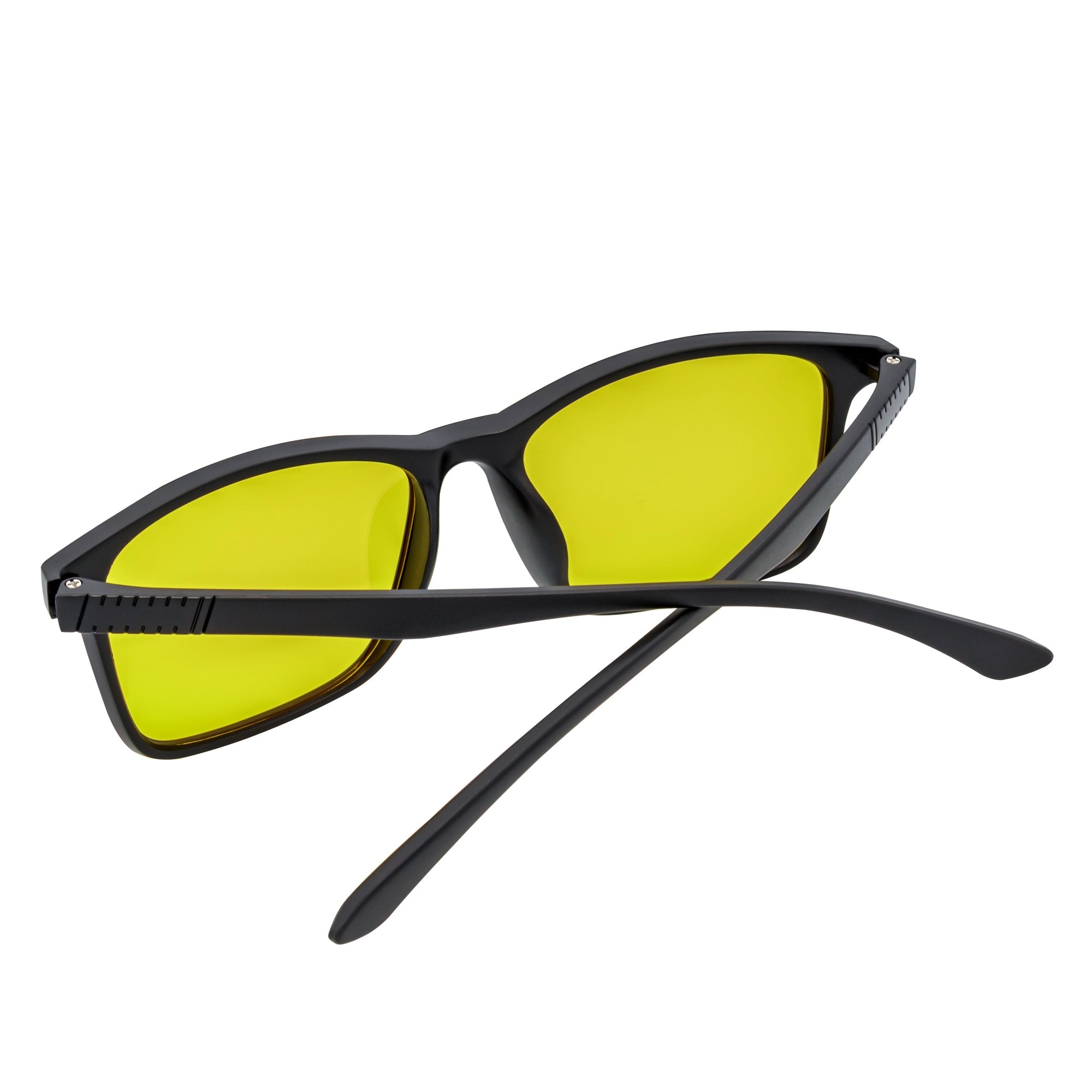 COMMUTER - Polarized Horn Rimmed Matte Black Sunglasses Yellow Lens