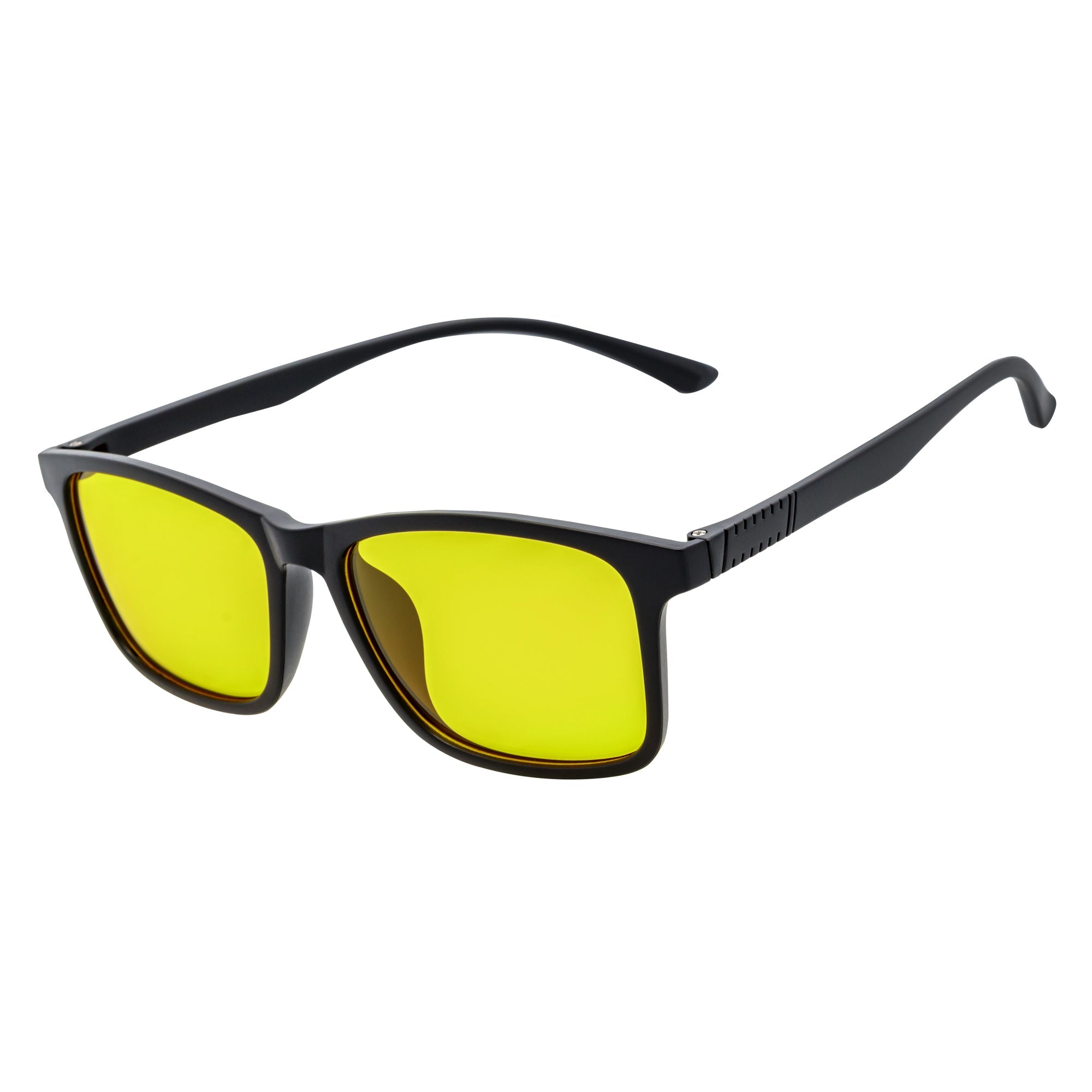 COMMUTER - Polarized Horn Rimmed Matte Black Sunglasses Yellow Lens