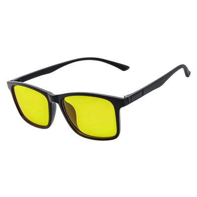 COMMUTER - Polarized Horn Rimmed Matte Black Sunglasses Yellow Lens