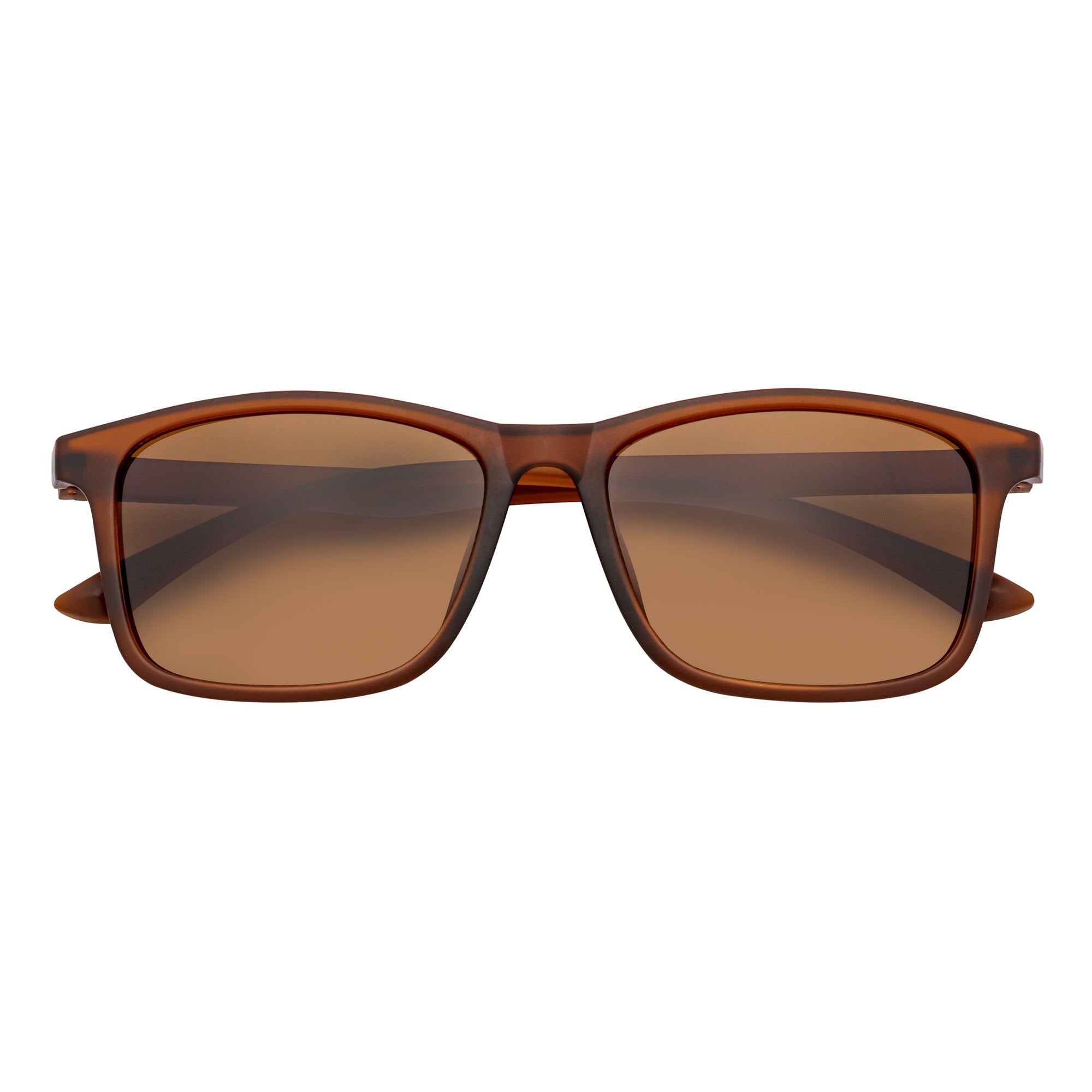 COMMUTER - Polarized Horn Rimmed Matte Brown Sunglasses Amber Lens