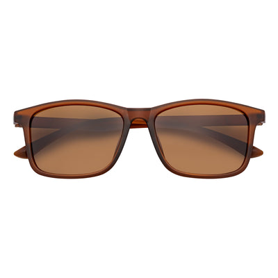COMMUTER - Polarized Horn Rimmed Matte Brown Sunglasses Amber Lens