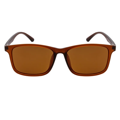 COMMUTER - Polarized Horn Rimmed Matte Brown Sunglasses Amber Lens