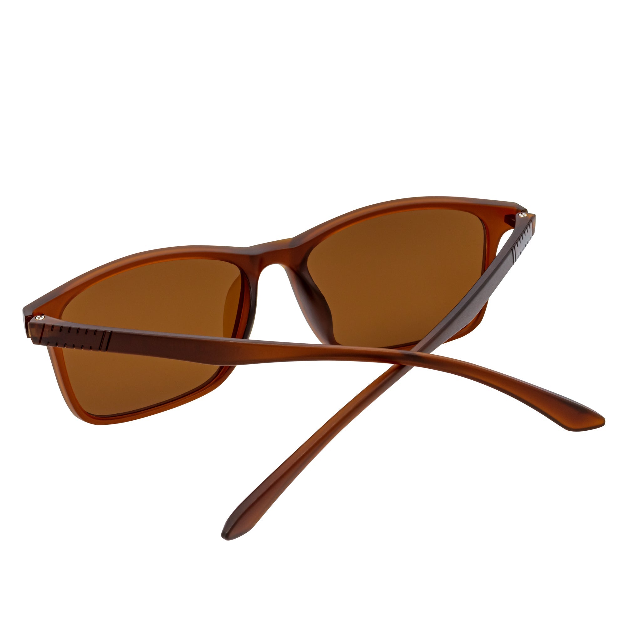 COMMUTER - Polarized Horn Rimmed Matte Brown Sunglasses Amber Lens