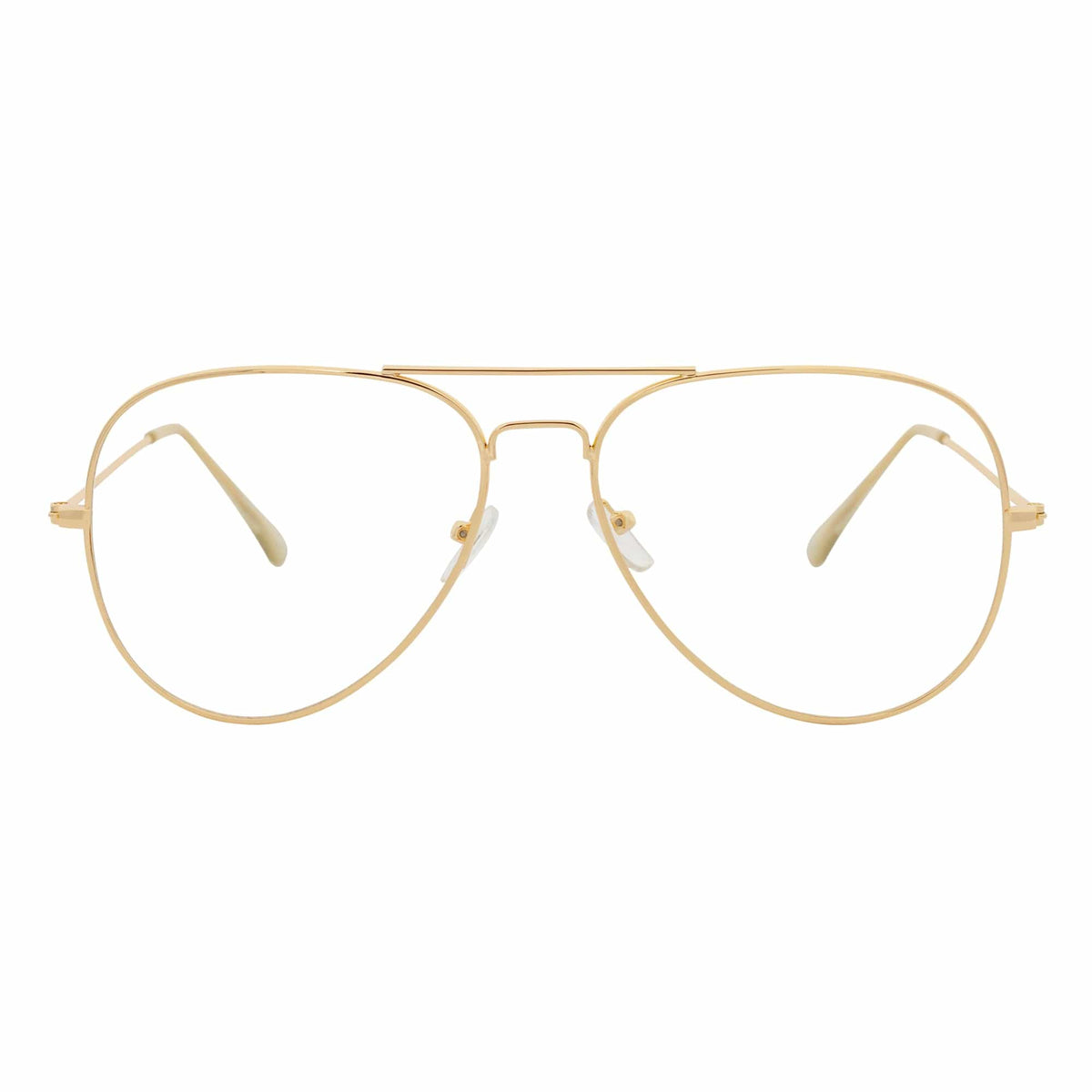 COOPER - Large Metal Aviator Blue Light Glasses Gold Clear Lens Glasses 54mm