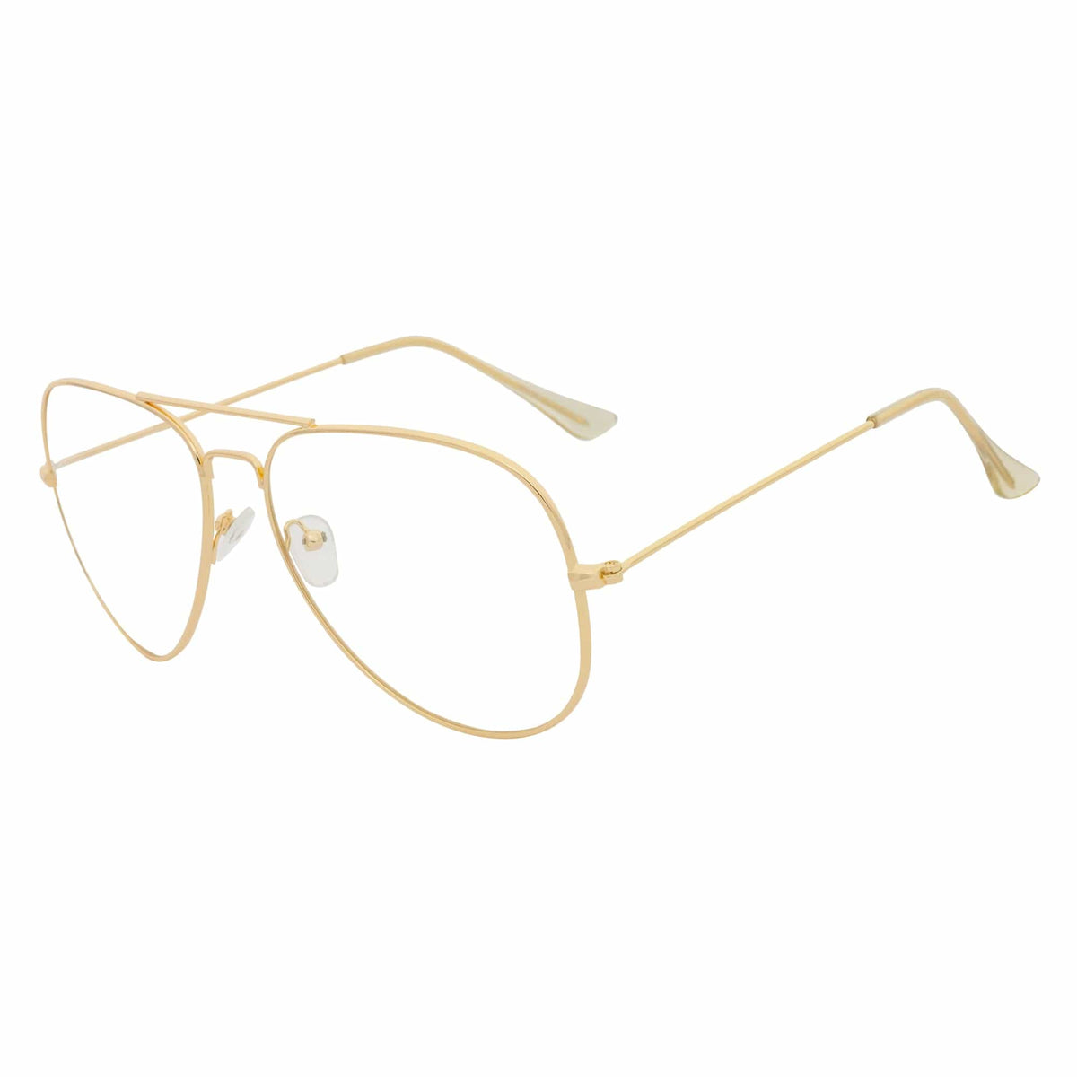 COOPER - Large Metal Aviator Blue Light Glasses Gold Clear Lens Glasses 54mm