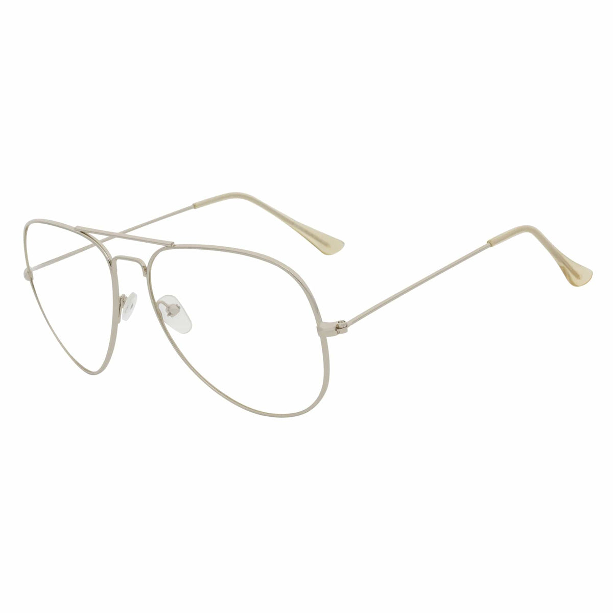 COOPER - Large Metal Aviator Blue Light Glasses Silver Clear Lens Glasses 54mm