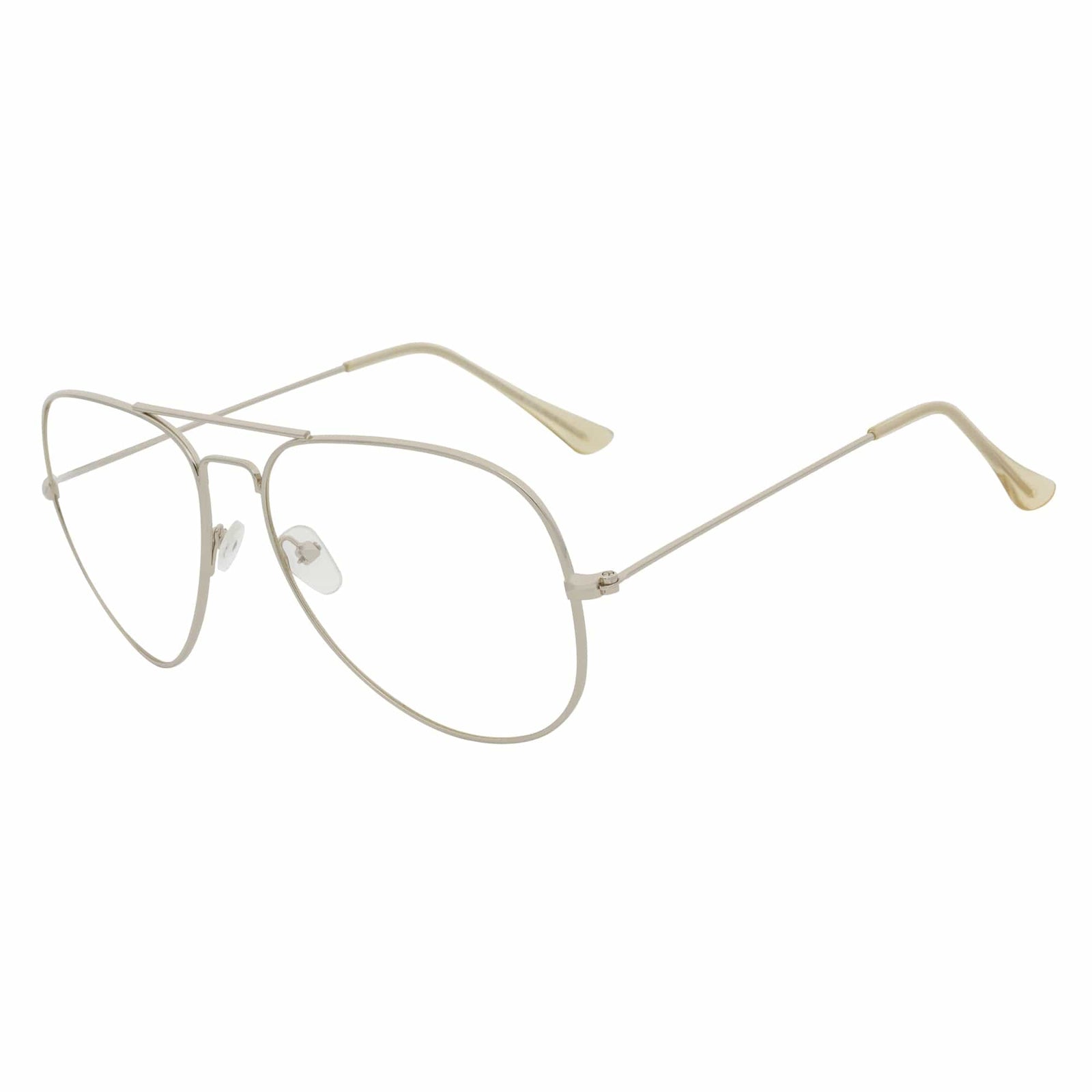 COOPER - Large Metal Aviator Blue Light Glasses Silver Clear Lens Glasses 54mm