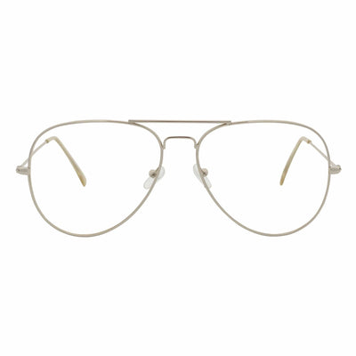 COOPER - Large Metal Aviator Blue Light Glasses Silver Clear Lens Glasses 54mm