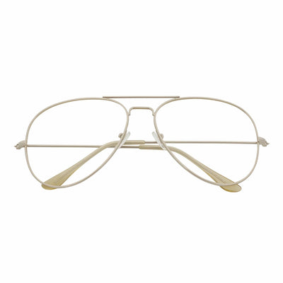 COOPER - Large Metal Aviator Blue Light Glasses Silver Clear Lens Glasses 54mm