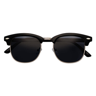 COUNTRY CLUB - Classic Semi - Rimless Half Frame Sunglasses Black Smoke Polarized