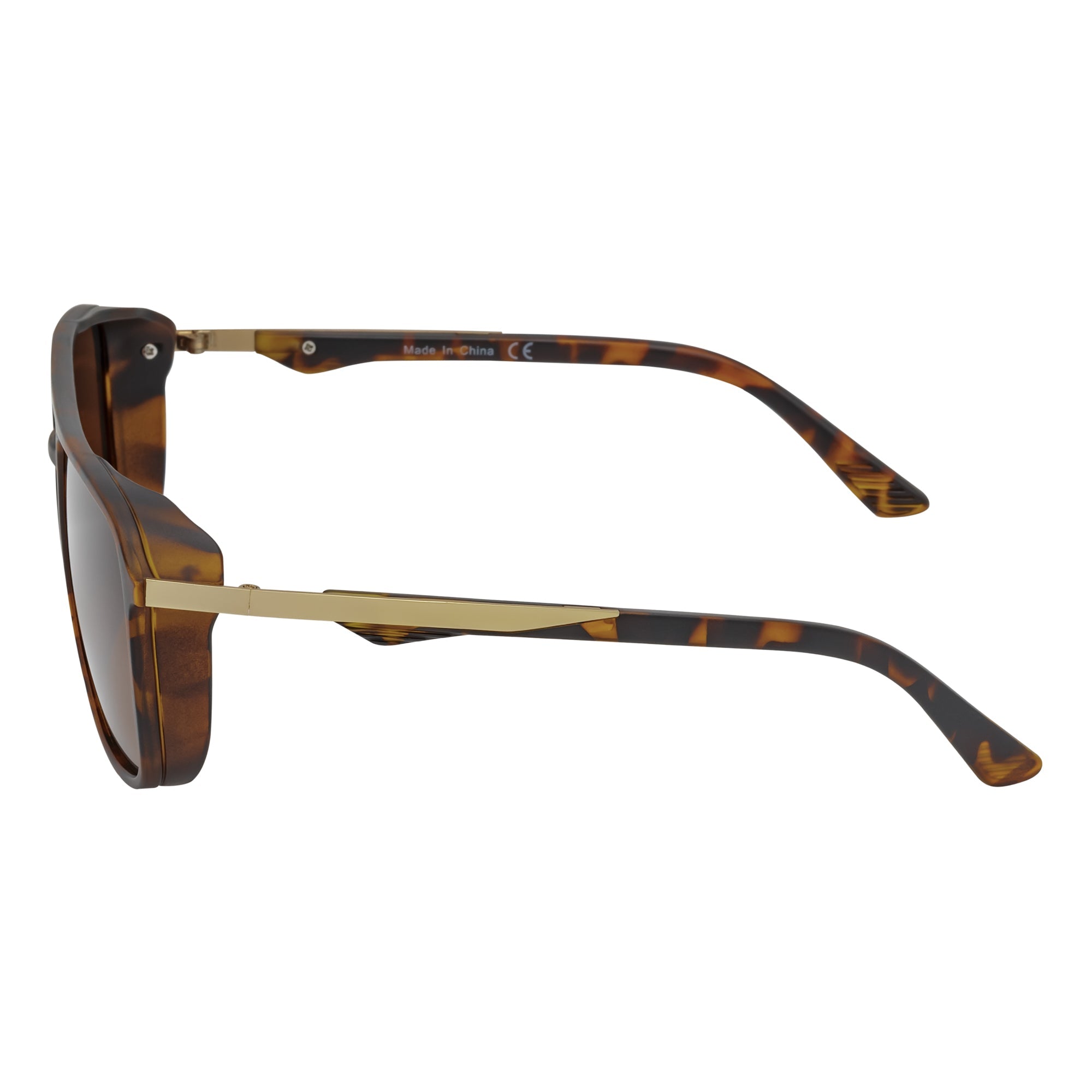 COVERT - Polarized Square Aviator Side Cover Tortoise Sunglasses Brown Lens