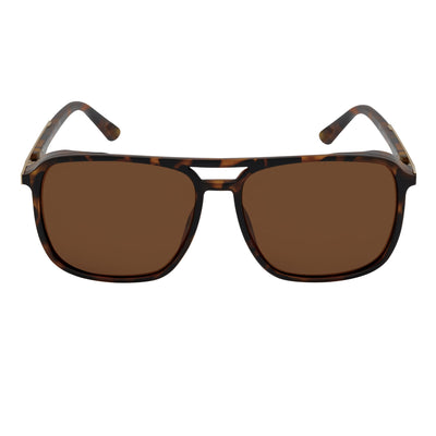 COVERT - Polarized Square Aviator Side Cover Tortoise Sunglasses Brown Lens