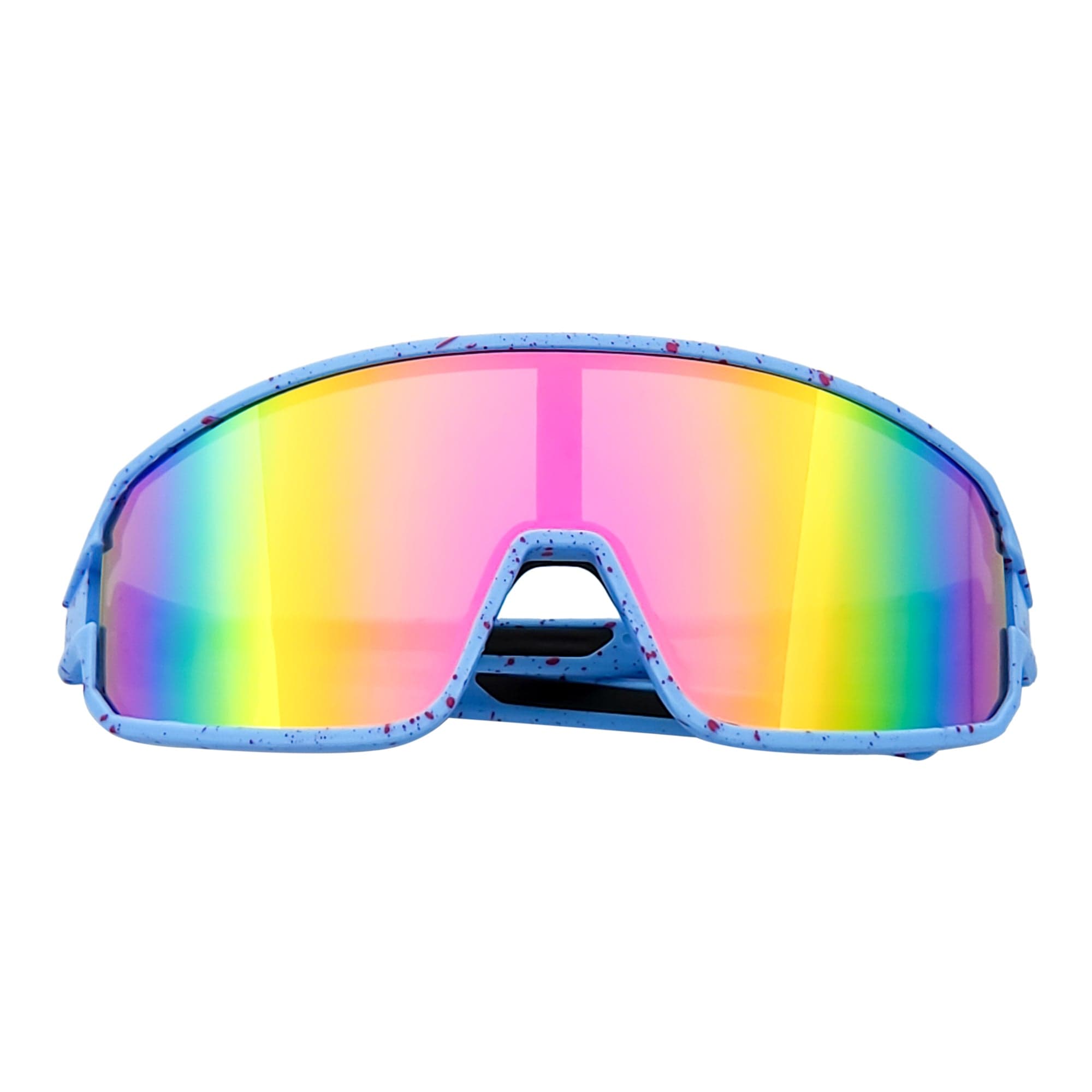 CYCLONE - Rectangle Sports Shield Sunglasses Blue Red - Speckled Pink Mirror
