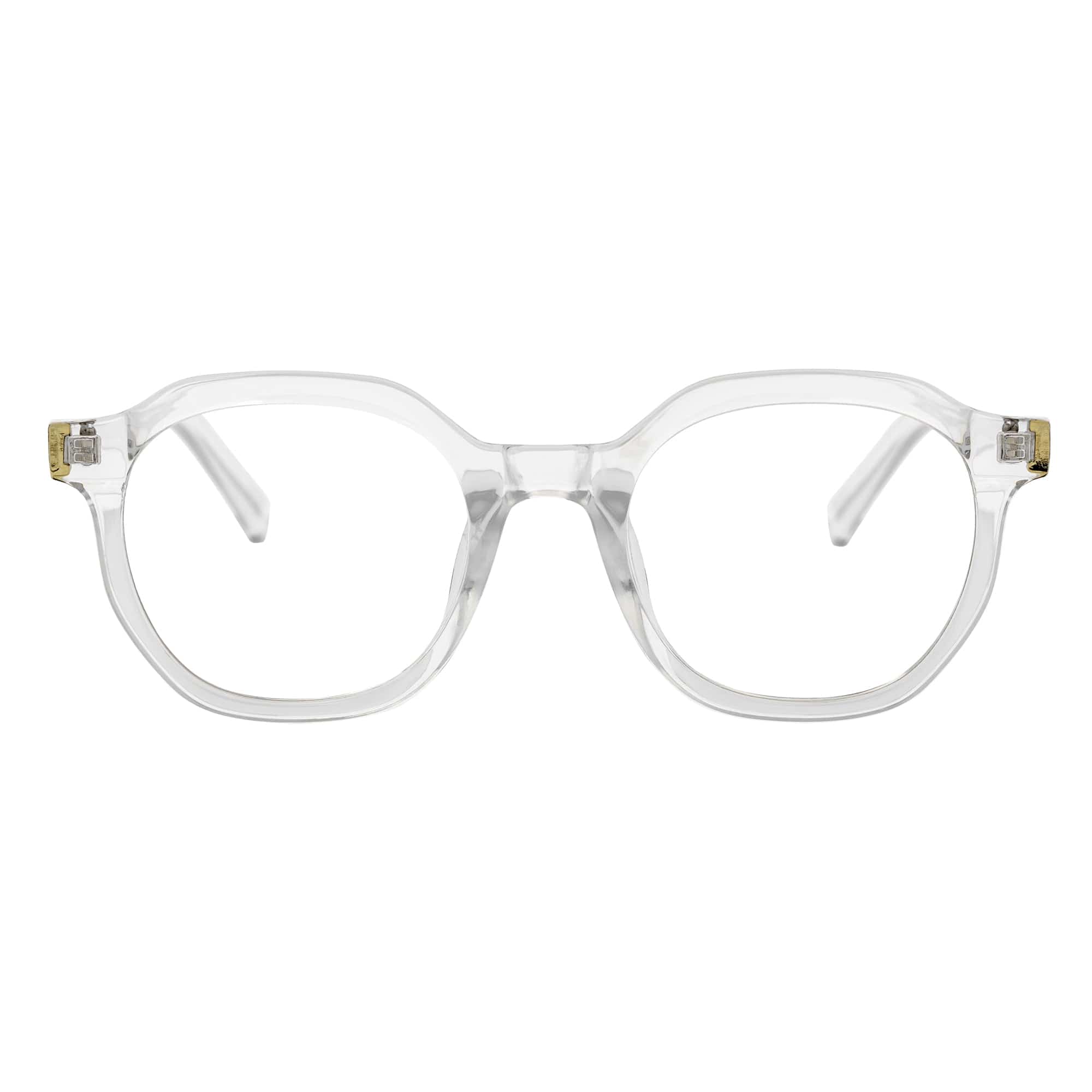 DARIO - Classic Round Horn Rimmed Blue Light Glasses Clear Frame Clear Lens