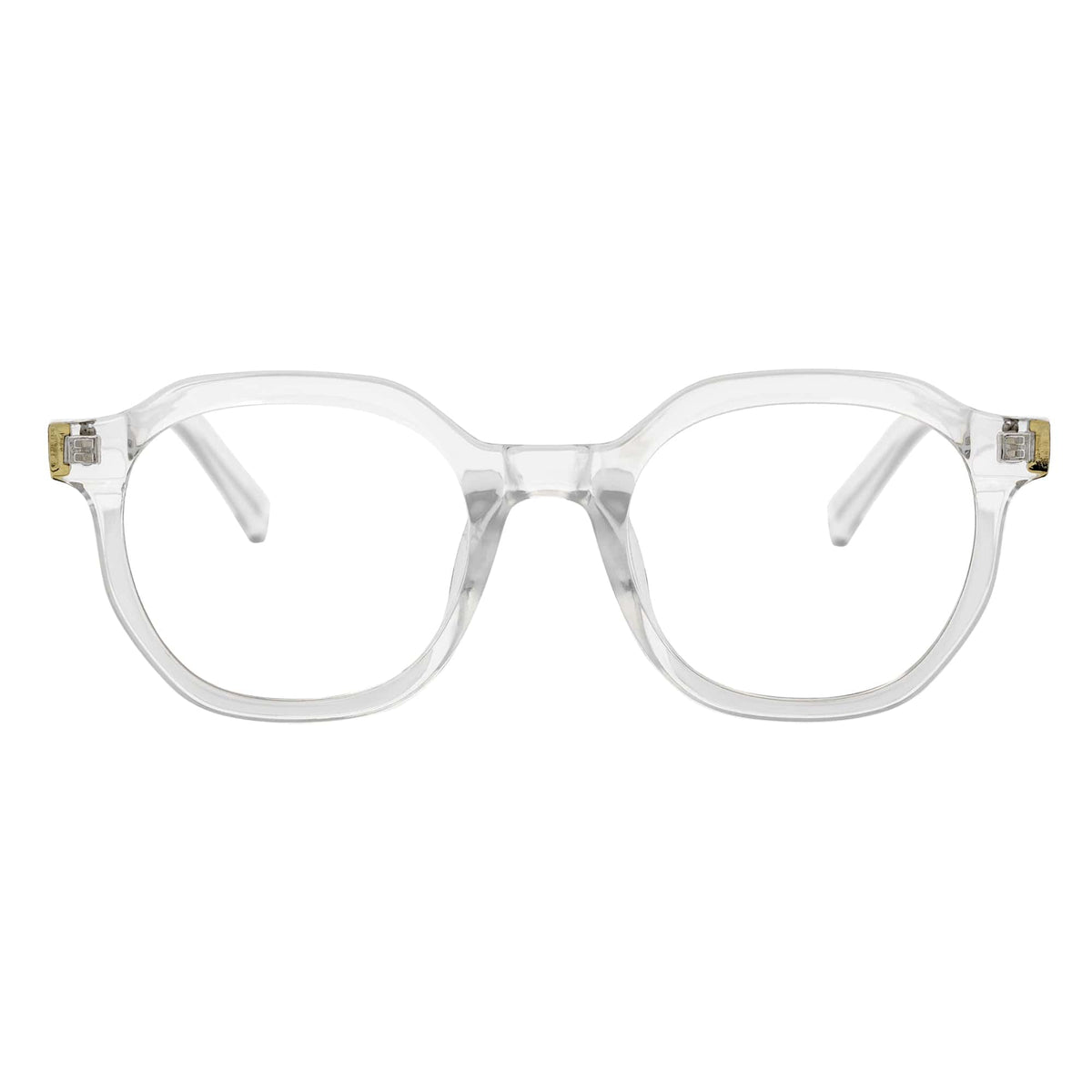 DARIO - Classic Round Horn Rimmed Blue Light Glasses Clear Frame Clear Lens