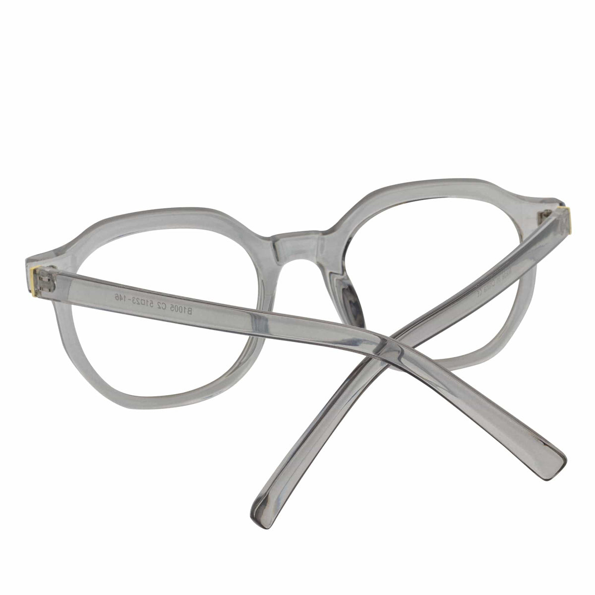 DARIO - Classic Round Horn Rimmed Blue Light Glasses Clear Gray Clear Lens
