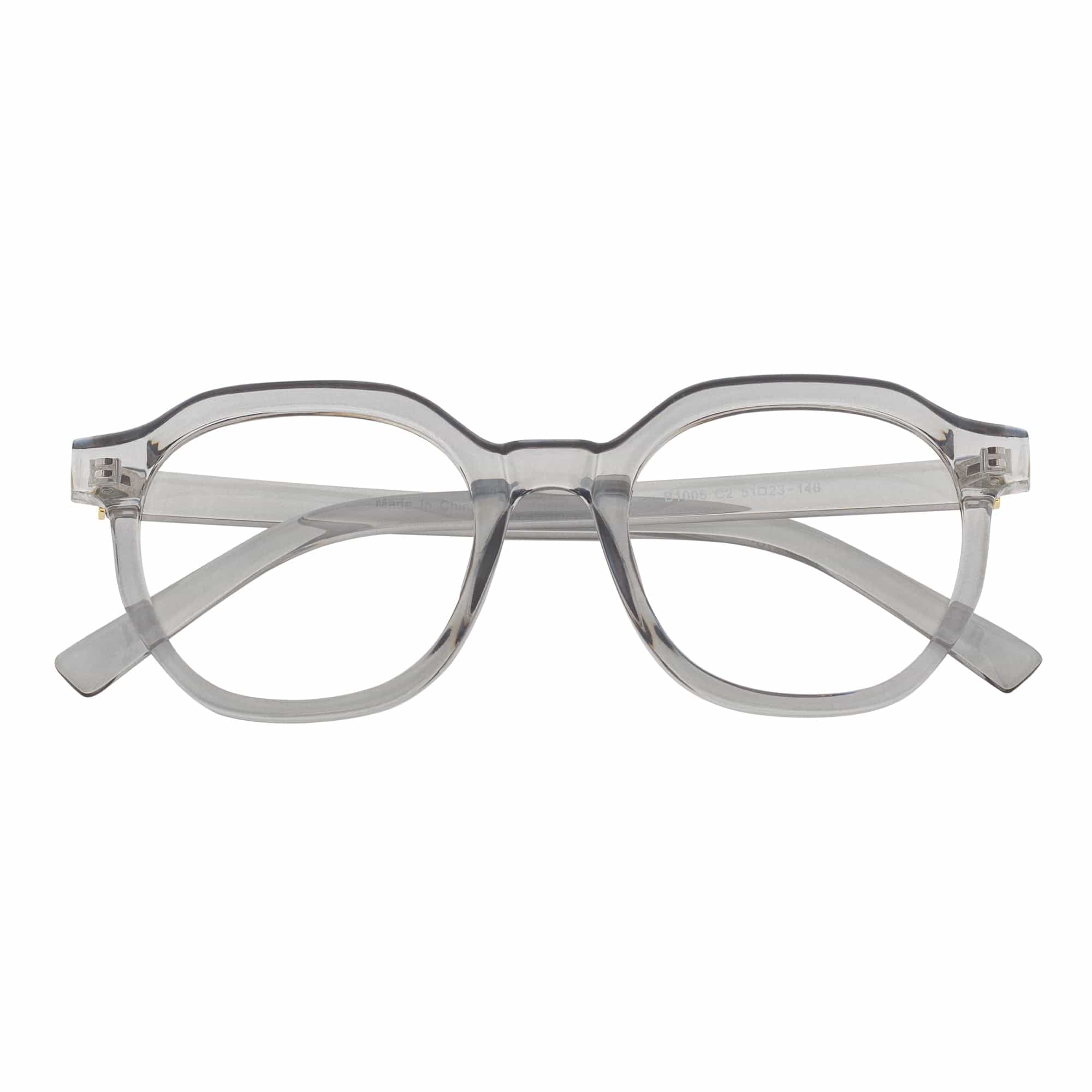 DARIO - Classic Round Horn Rimmed Blue Light Glasses Clear Gray Clear Lens