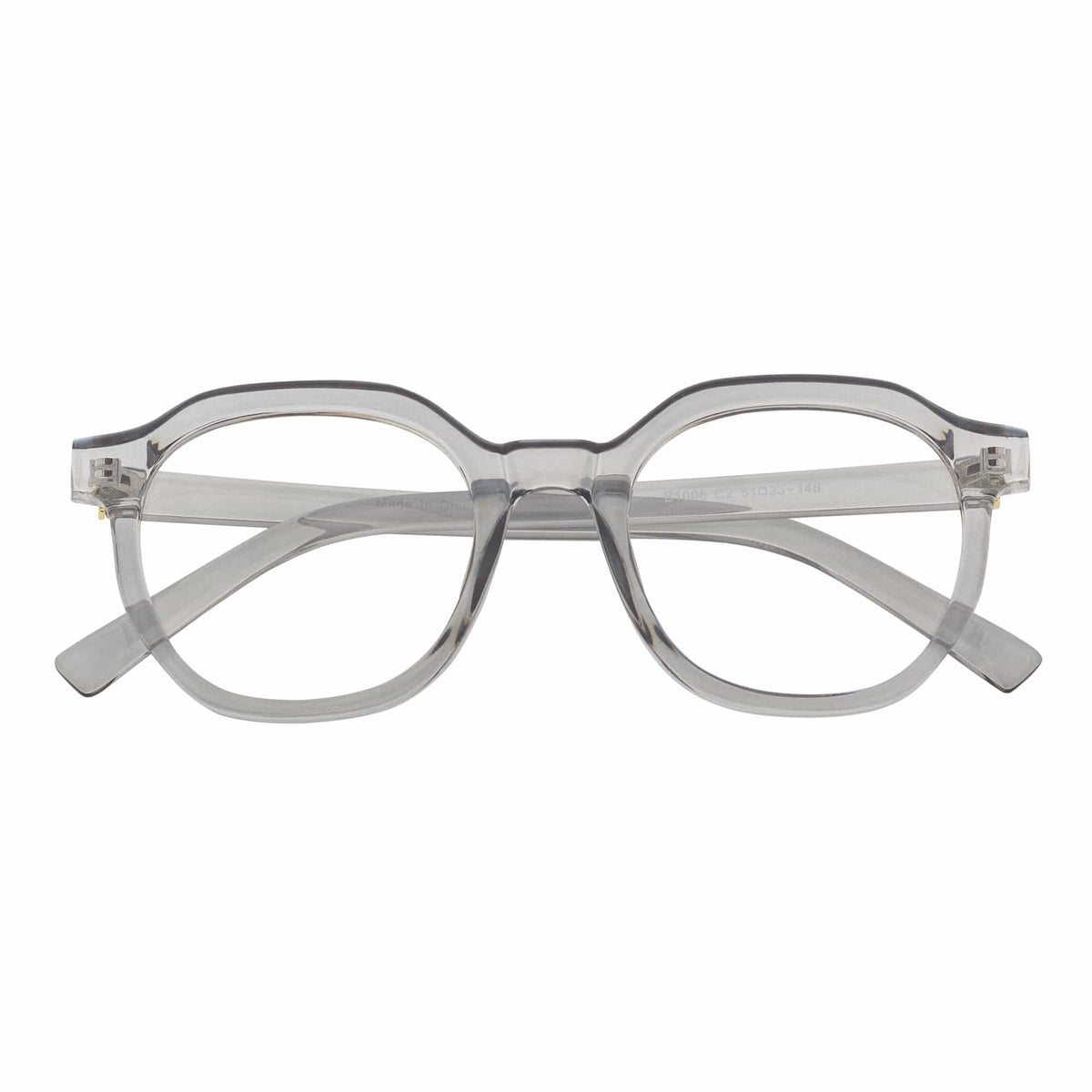 DARIO - Classic Round Horn Rimmed Blue Light Glasses Clear Gray Clear Lens