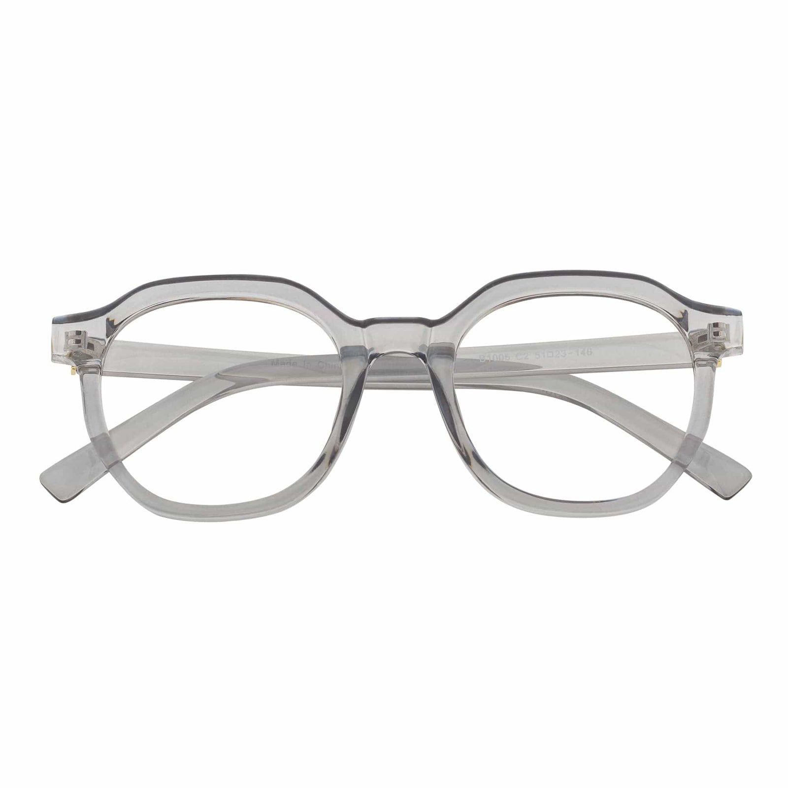DARIO - Classic Round Horn Rimmed Blue Light Glasses Clear Gray Clear Lens