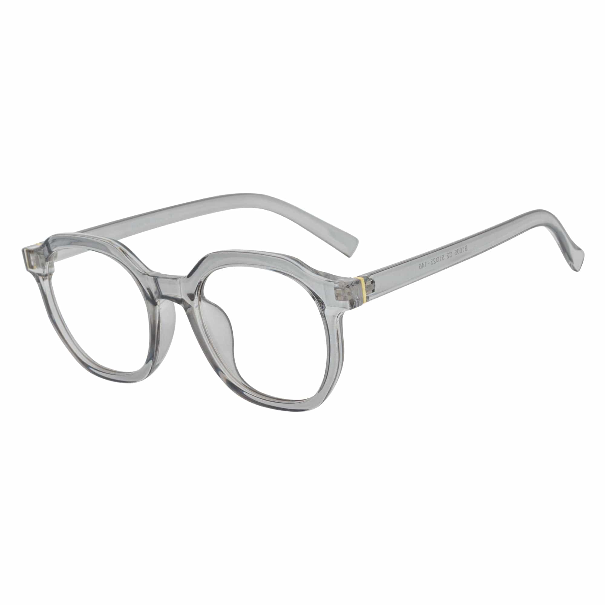 DARIO - Classic Round Horn Rimmed Blue Light Glasses Clear Gray Clear Lens