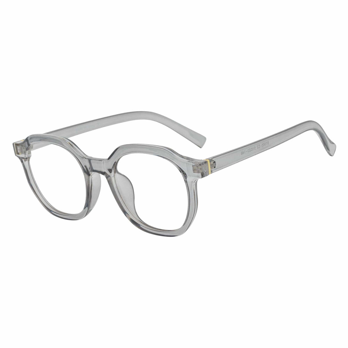 DARIO - Classic Round Horn Rimmed Blue Light Glasses Clear Gray Clear Lens