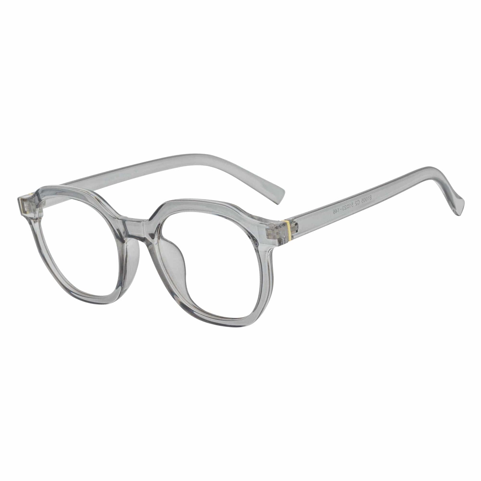 DARIO - Classic Round Horn Rimmed Blue Light Glasses Clear Gray Clear Lens