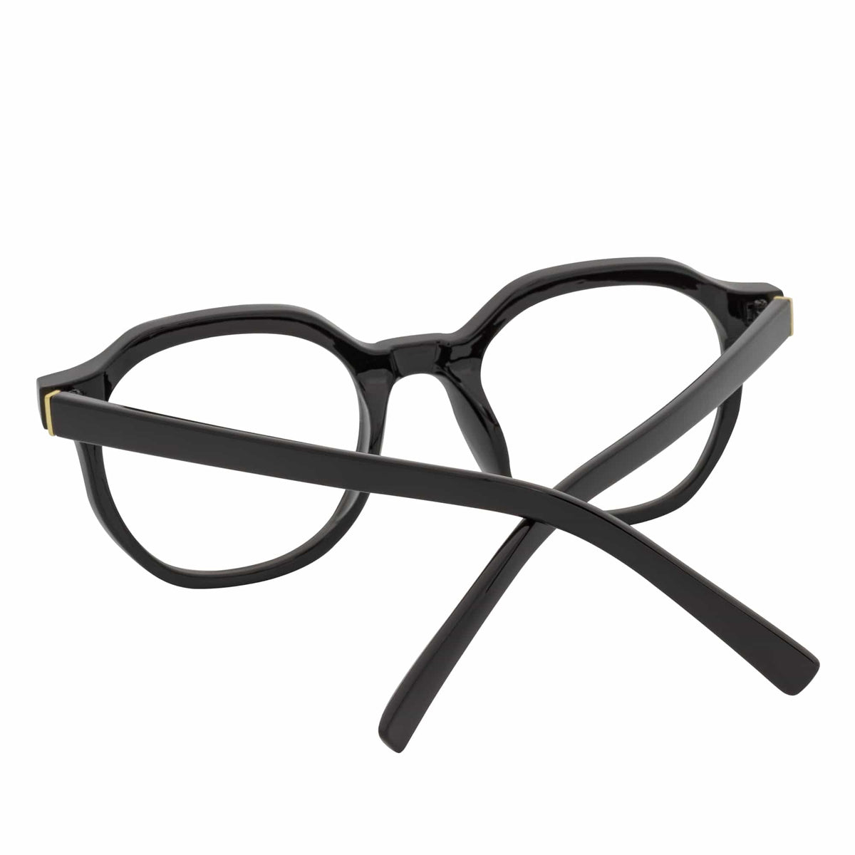 DARIO - Classic Round Horn Rimmed Blue Light Glasses Gloss Black Clear Lens