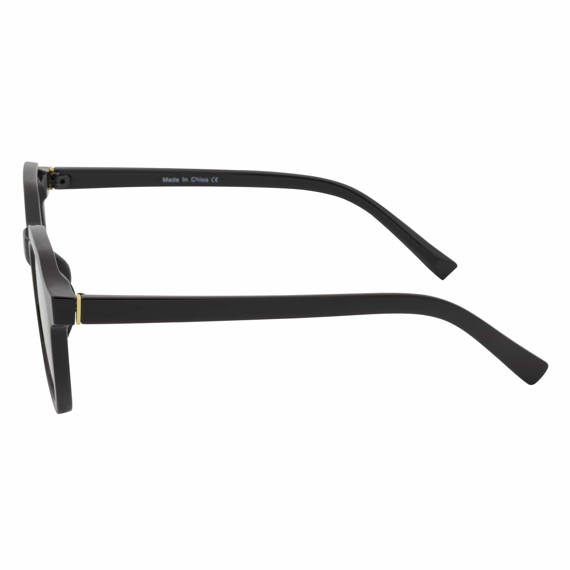 DARIO - Classic Round Horn Rimmed Blue Light Glasses Gloss Black Clear Lens