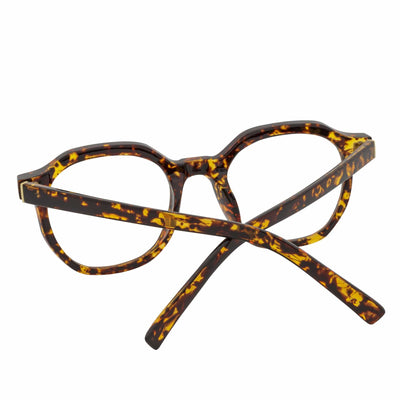 DARIO - Classic Round Horn Rimmed Blue Light Glasses Tortoise Shell Clear Lens