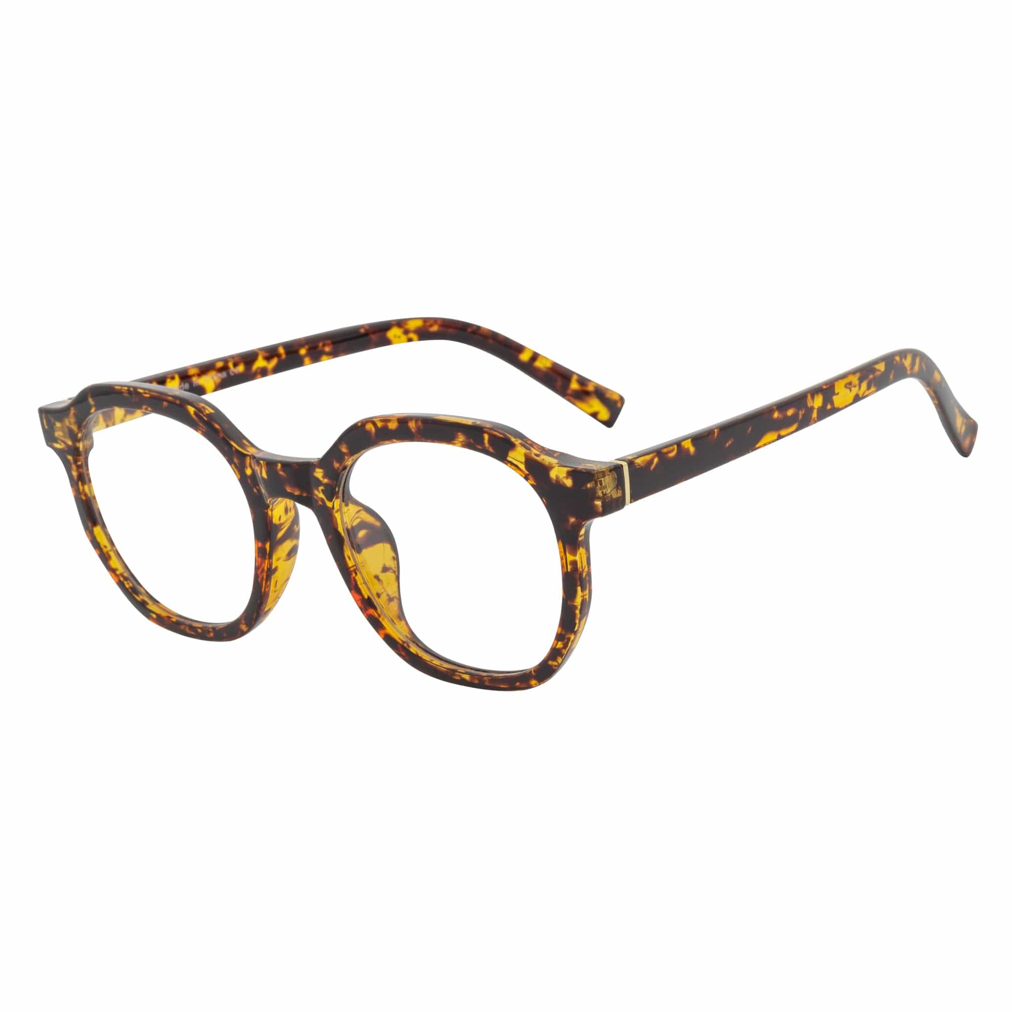 DARIO - Classic Round Horn Rimmed Blue Light Glasses Tortoise Shell Clear Lens