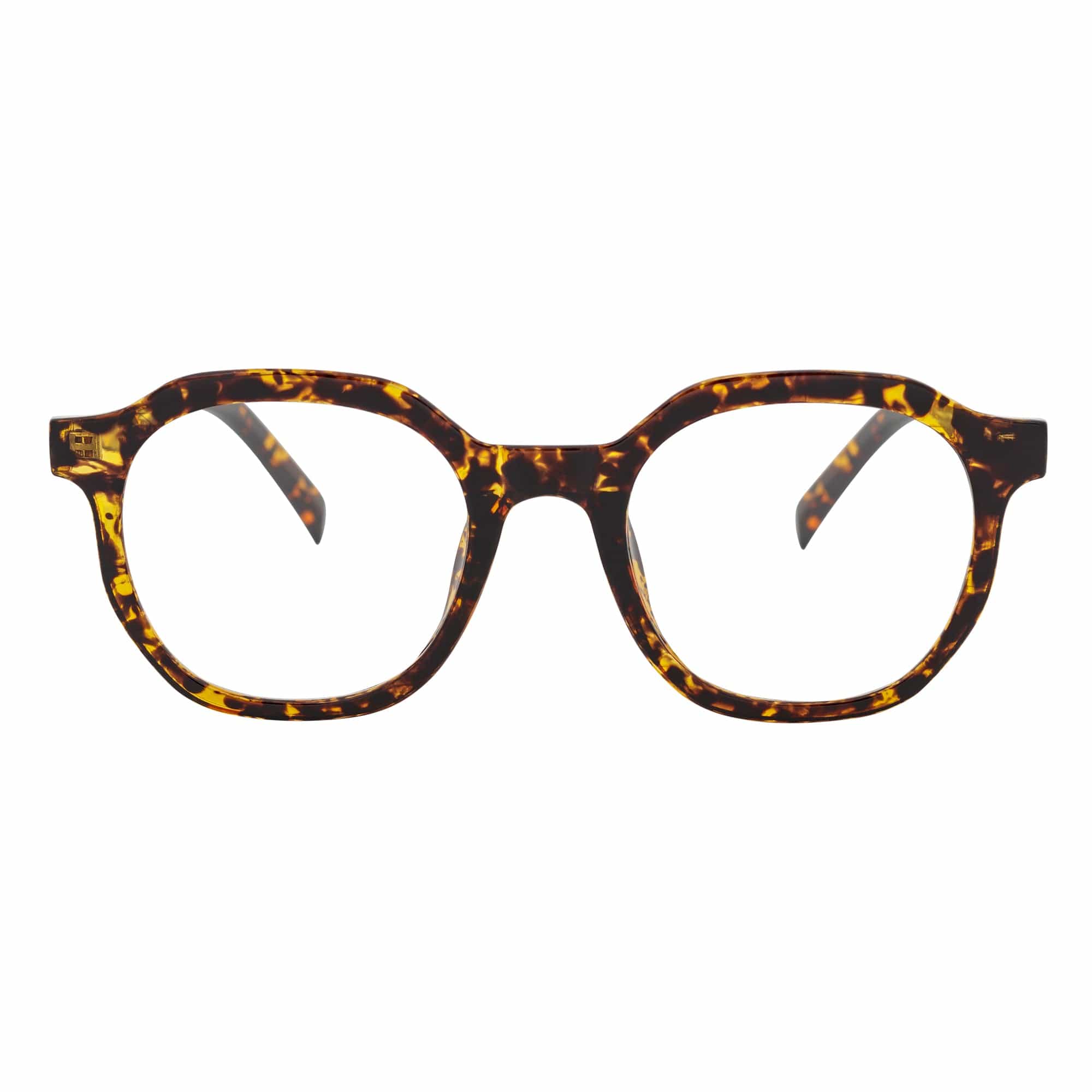 DARIO - Classic Round Horn Rimmed Blue Light Glasses Tortoise Shell Clear Lens