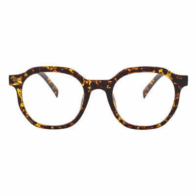 DARIO - Classic Round Horn Rimmed Blue Light Glasses Tortoise Shell Clear Lens