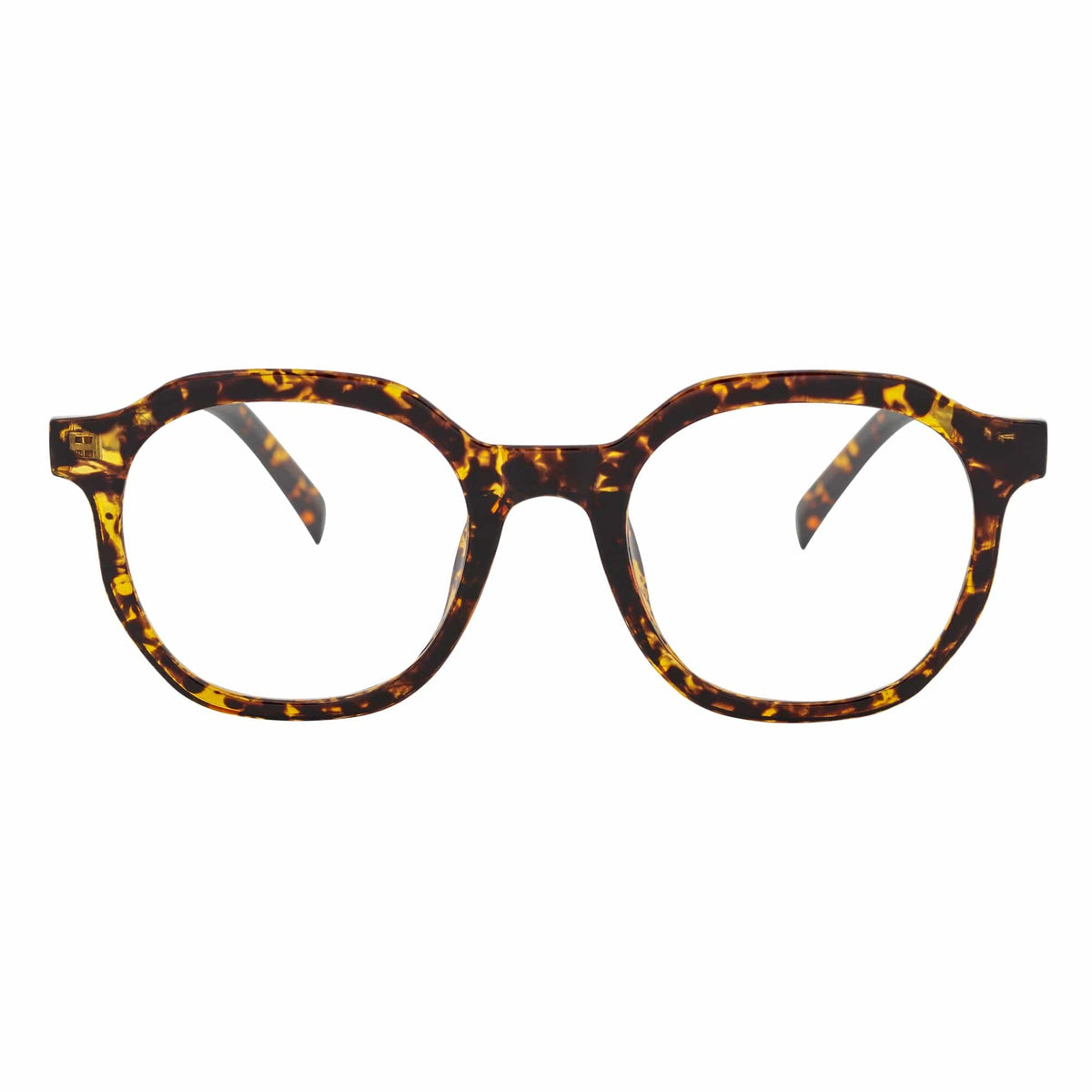 DARIO - Classic Round Horn Rimmed Blue Light Glasses Tortoise Shell Clear Lens
