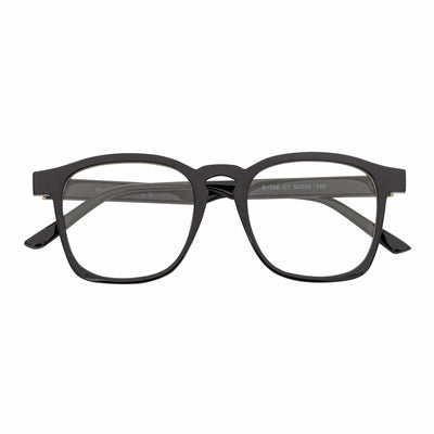 DENMARK - Square Horn Rimmed Blue Light Glasses Black Clear Lens