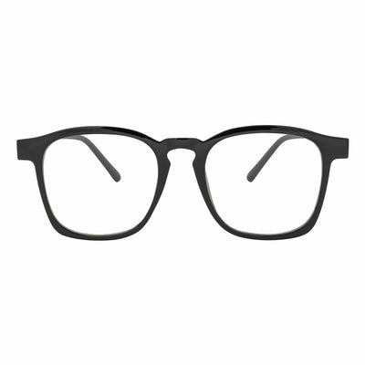 DENMARK - Square Horn Rimmed Blue Light Glasses Black Clear Lens
