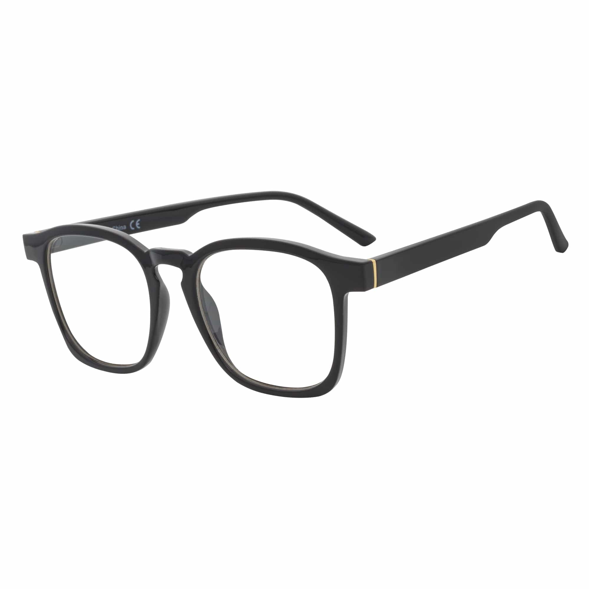 DENMARK - Square Horn Rimmed Blue Light Glasses Black Clear Lens