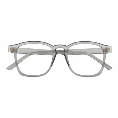 DENMARK - Square Horn Rimmed Blue Light Glasses Clear Gray Clear Lens