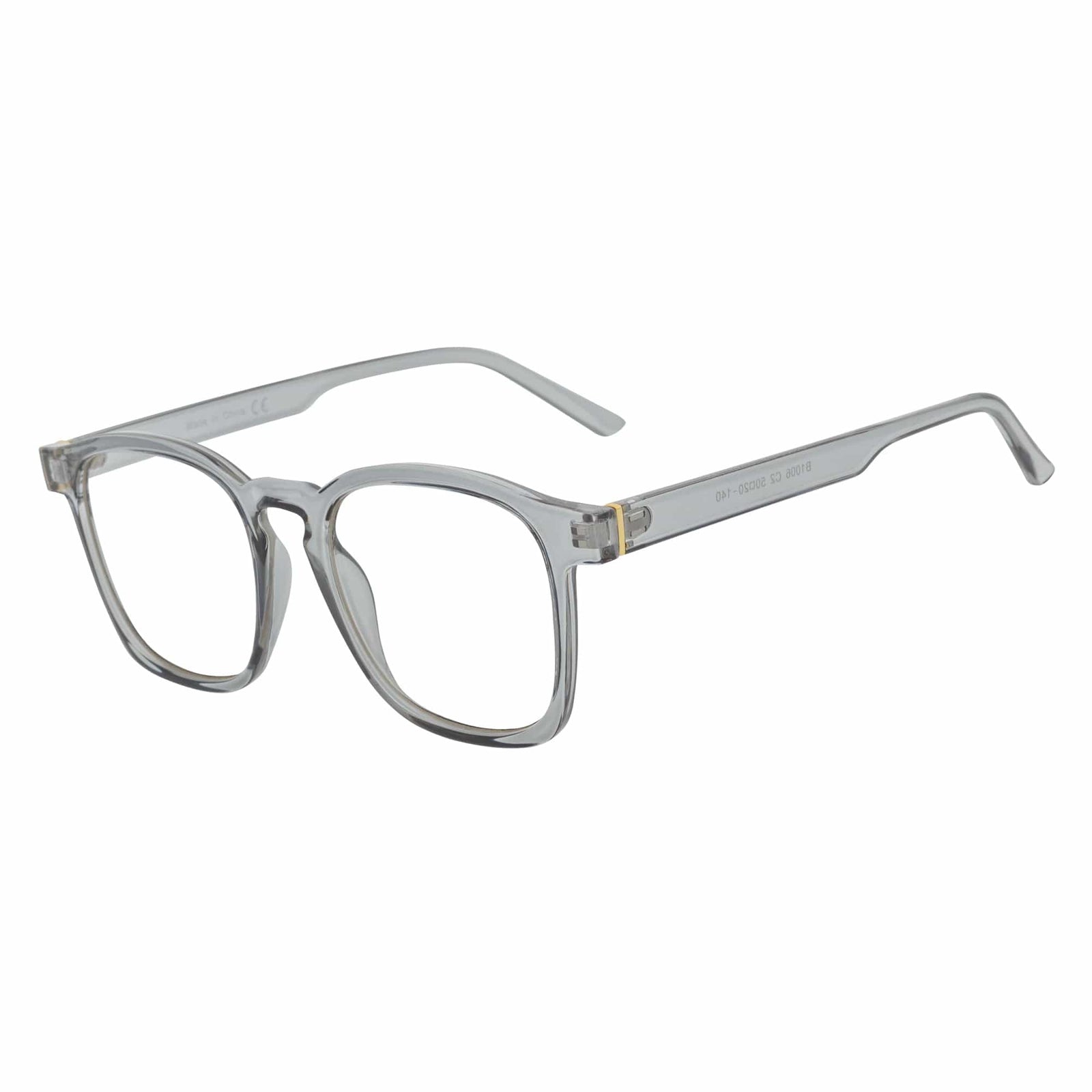 DENMARK - Square Horn Rimmed Blue Light Glasses Clear Gray Clear Lens