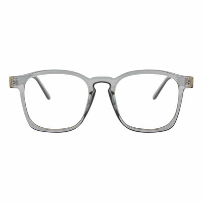 DENMARK - Square Horn Rimmed Blue Light Glasses Clear Gray Clear Lens