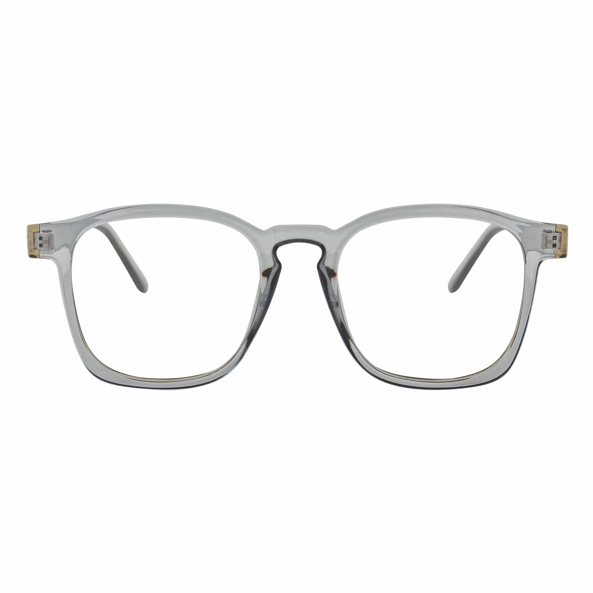 DENMARK - Square Horn Rimmed Blue Light Glasses Clear Gray Clear Lens
