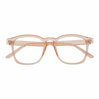 DENMARK - Square Horn Rimmed Blue Light Glasses Clear Pink Clear Lens